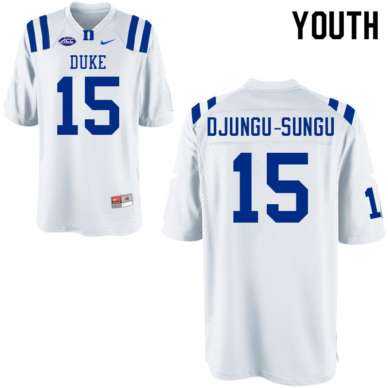 Youth #15 Placide Djungu-Sungu Duke Blue Devils College Football Jerseys Sale-White - Click Image to Close